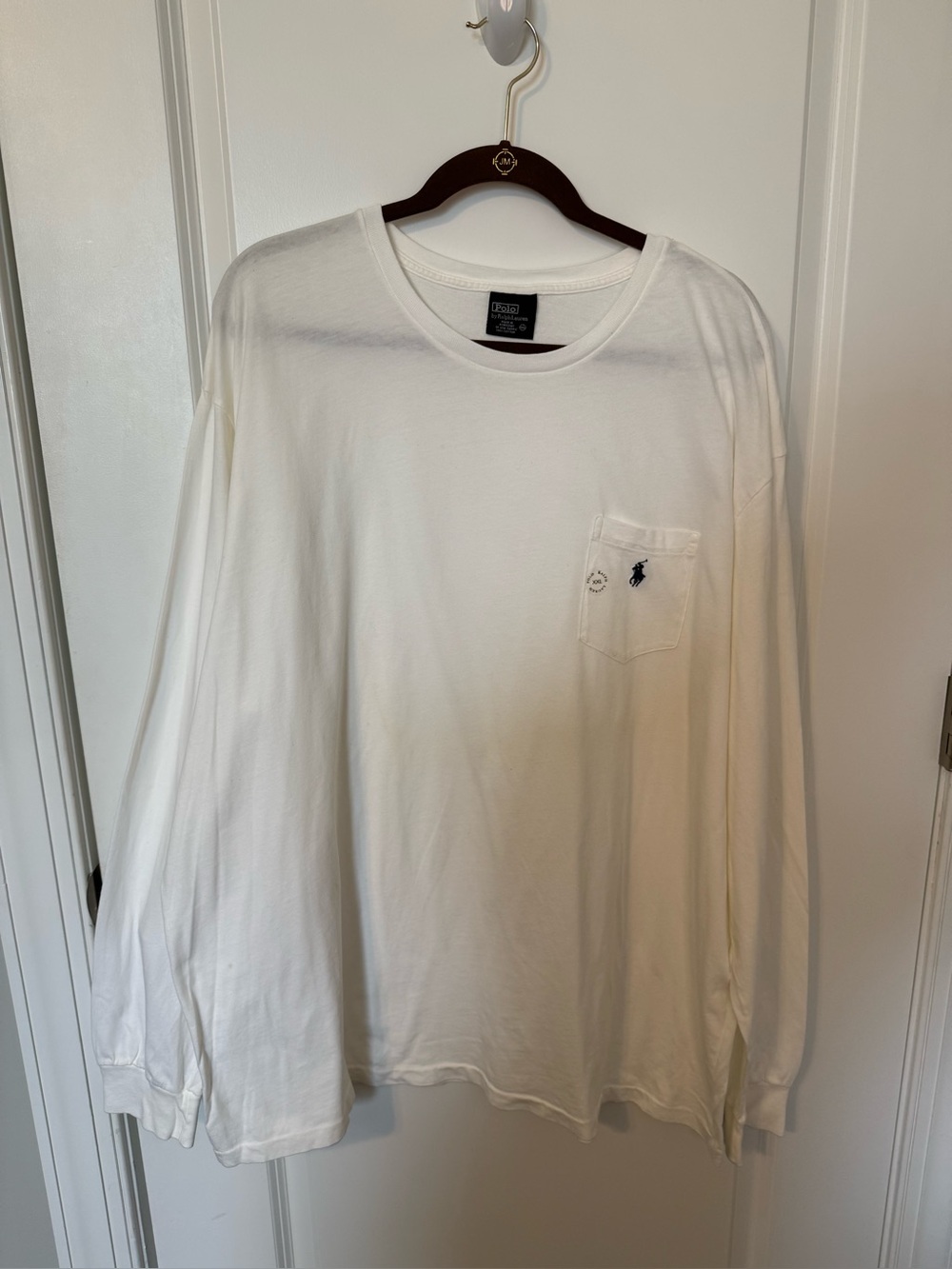 Polo Ralph Lauren Men’s White Long Sleeve Pocket T-Shirt Pony Logo Cotton XXL